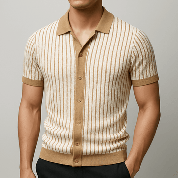 Playera Polo Hombre Casual Manga Corta Listrada con Detalles Ocos - Montserrat