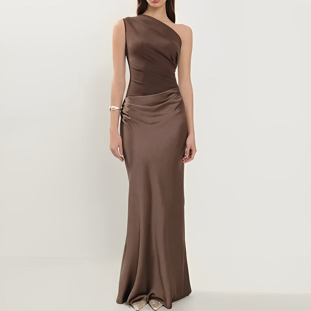 Vestido de Mujer Aura de Satén - Un Solo Hombro, Máxima Elegancia