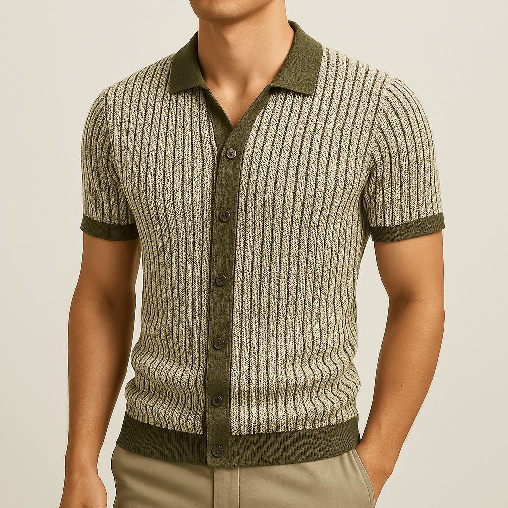 Playera Polo Hombre Casual Manga Corta Listrada con Detalles Ocos - Montserrat